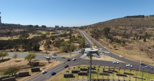 Pretoria, Fountains Circle, traffic aerial shot