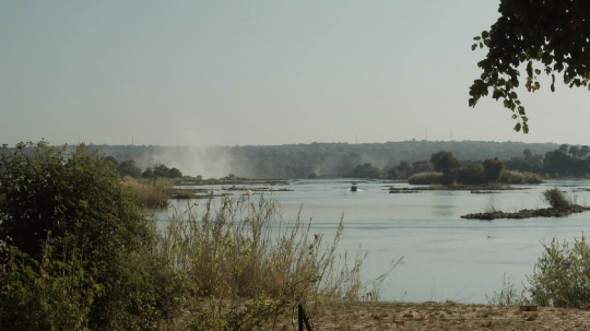 Victoria Falls backdrop smoke timelapse