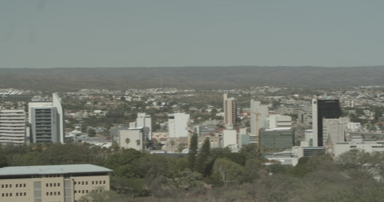 Windhoek City sweeping wide shot