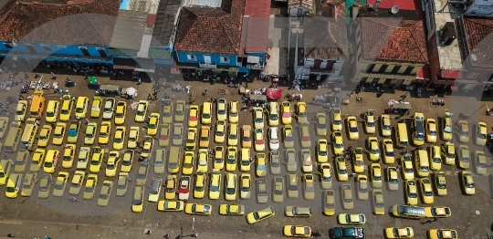 Aerial View of Mini Taxis