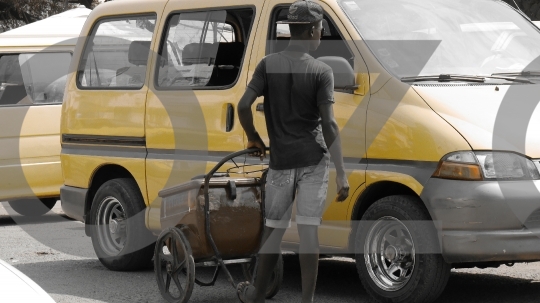 Ice cream vendor and taxi